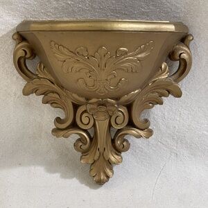 Vintage Homco Gold Plastic Wall Pocket Planter Vase Hollywood Regency 1978 #6050